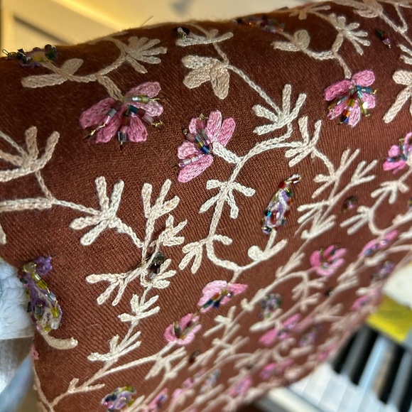 Chic Boho Floral Shawl in Rich Hues Beaded Embroidered - Picture 9 of 16